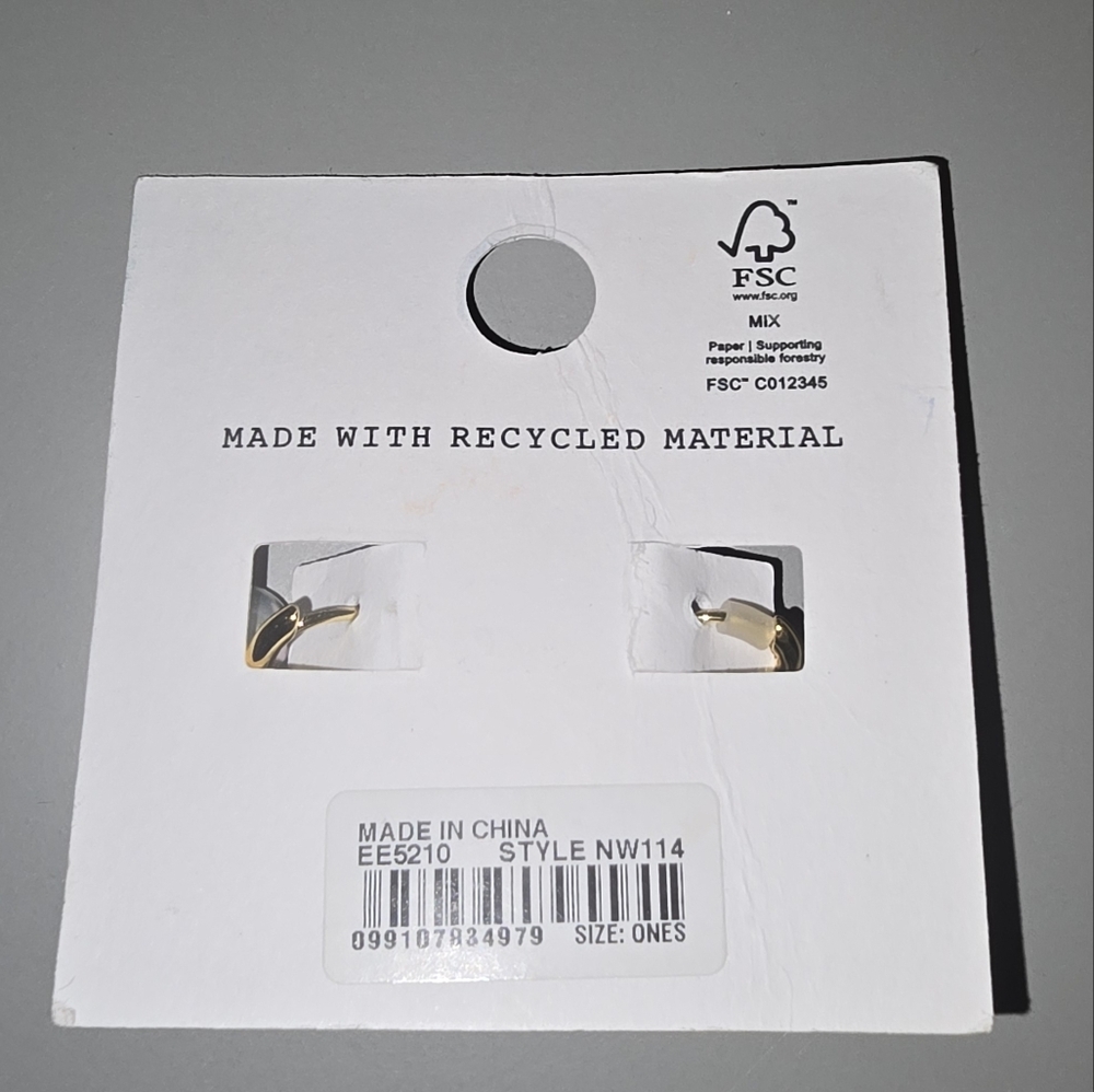 New Madewell Mother Of Pearl Huggie Hoop Earrings - Picture 5 of 5